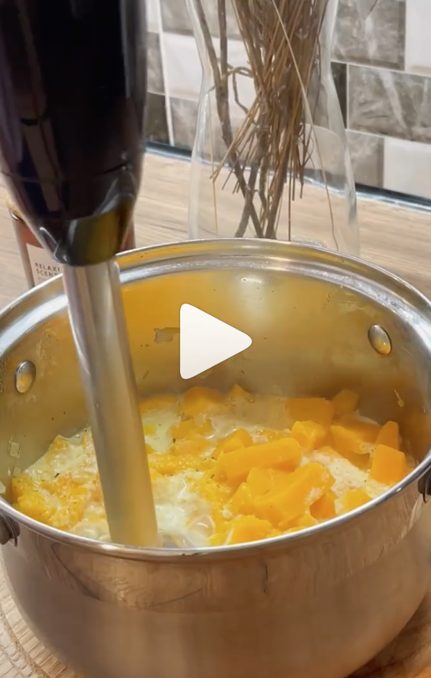 Preparing pumpkin soup