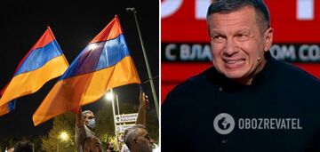 "Rosyjski żołnierz zostaje napluty w twarz": Sołowjow wpada w furię z powodu ormiańskiej "zdrady". Wideo