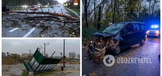 Powalone drzewa i zniszczone ogrodzenia: burzowe wiatry szaleją w Kijowie, mieszkańcy ostrzegają przed niebezpieczeństwem. Zdjęcia i wideo