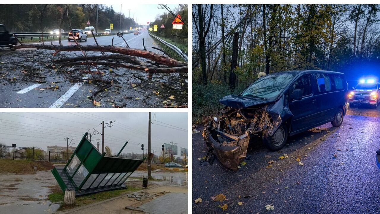 Powalone drzewa i zniszczone ogrodzenia: burzowe wiatry szaleją w Kijowie, mieszkańcy ostrzegają przed niebezpieczeństwem. Zdjęcia i wideo