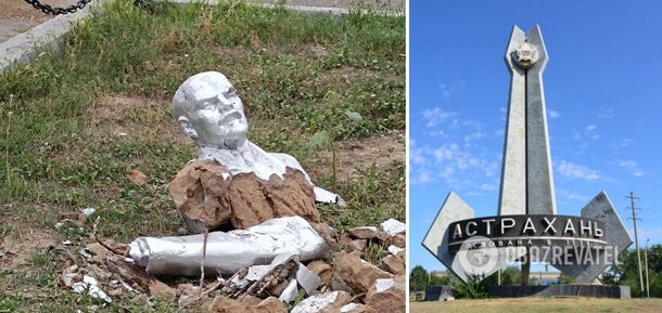 People's decommunization: in Astrakhan, Russia, unknown persons demolished a monument to Lenin. Photo