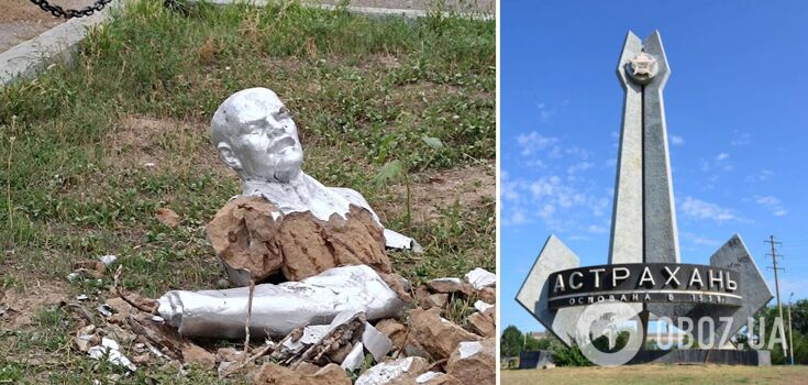 Ludowa dekomunizacja: w Astrachaniu w Rosji nieznane osoby zburzyły pomnik Lenina. Zdjęcie
