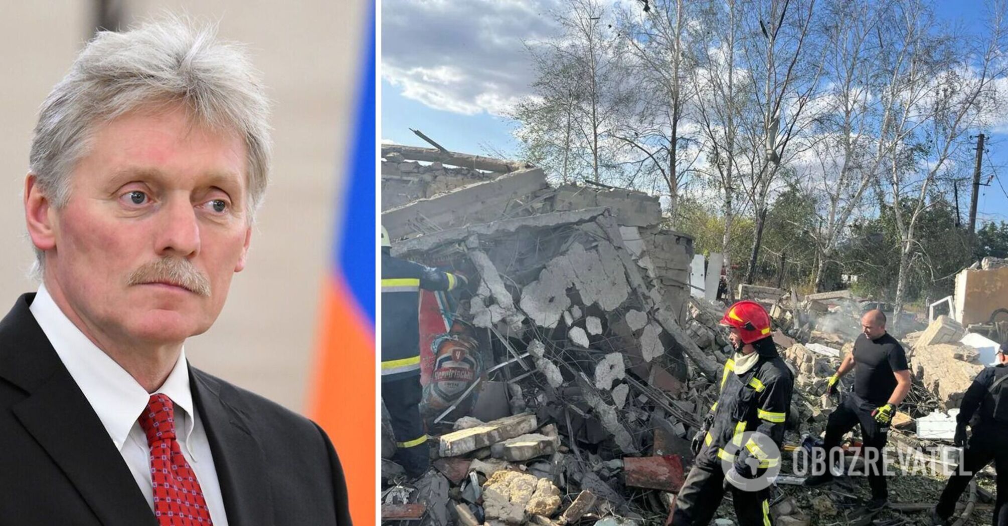 Po rosyjskim ataku na Grozę Pieskow cynicznie twierdzi, że okupanci nie atakują cywilów na Ukrainie