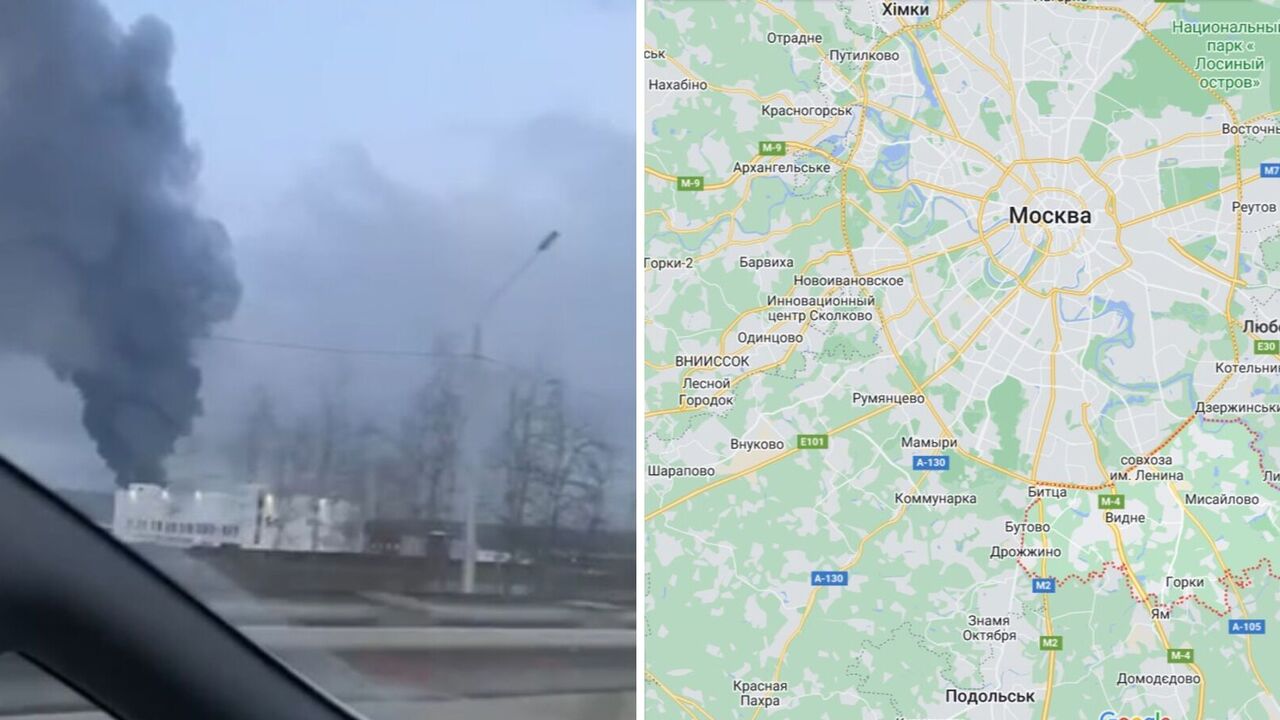 W magazynie w regionie moskiewskim wybuchł potężny pożar, z którego wydobywał się czarny dym. Wideo.