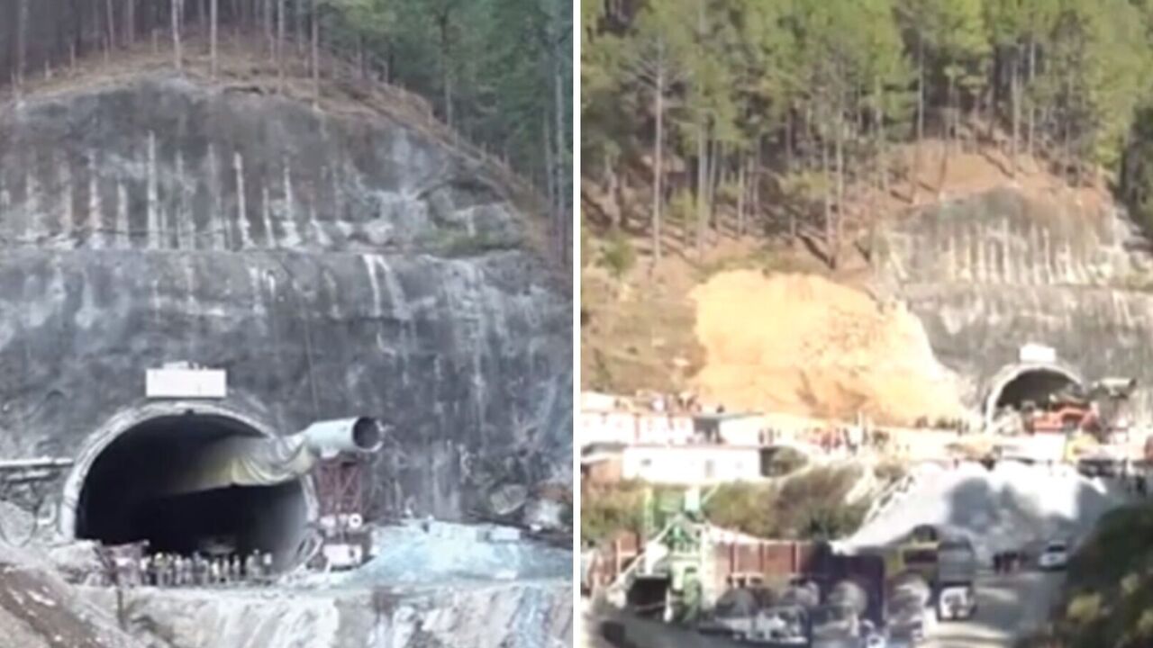 Mountain tunnel collapses in India: 40 workers trapped in rubble. Video