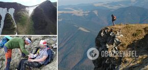 A man fell from a mountain in the Carpathians,, flew 80 meters and survived. Photo.