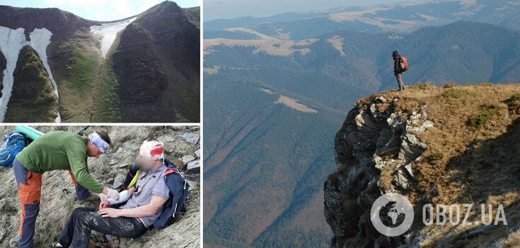 In the Carpathians, a man fell from a mountain, flew 80 meters and survived. Photos