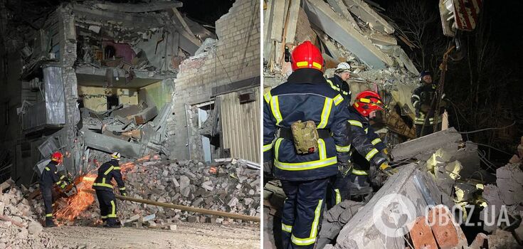 Occupants hit a multi-storey building in Selydove, causing destruction and 2 casualties: 5 people were rescued. Photo
