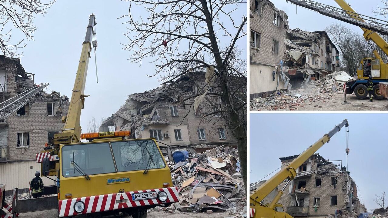 Zakończono usuwanie gruzów po rosyjskim ataku rakietowym na Sełydowe: spod gruzów wydobyto dwie kolejne ofiary. Zdjęcie