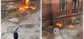A woman in Russia threw Molotov cocktails at a military enlistment office and filmed the whole thing