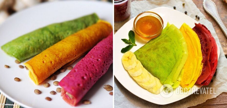What to add to pancakes to dye them in different colors: no chemicals and sugar
