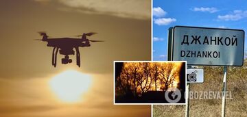 Pożar na dużą skalę wybuchł w Dżankoju po ataku UAV: ogień mógł pochłonąć okupacyjną jednostkę wojskową. Wideo