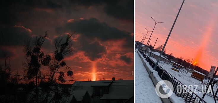 A mysterious sun pillar was seen in Volyn: scientists explained what it was. Photo