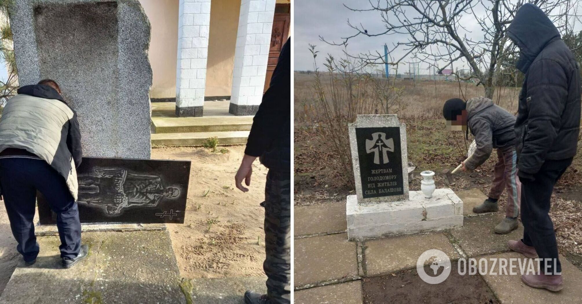 The occupants demolish monuments to Holodomor victims in Kherson region. Photos