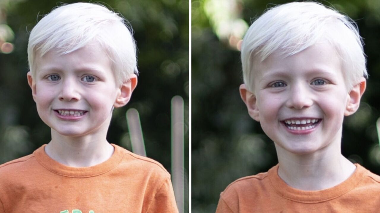 Father comes up with a witty way to make a child smile brightly when posing for a photo