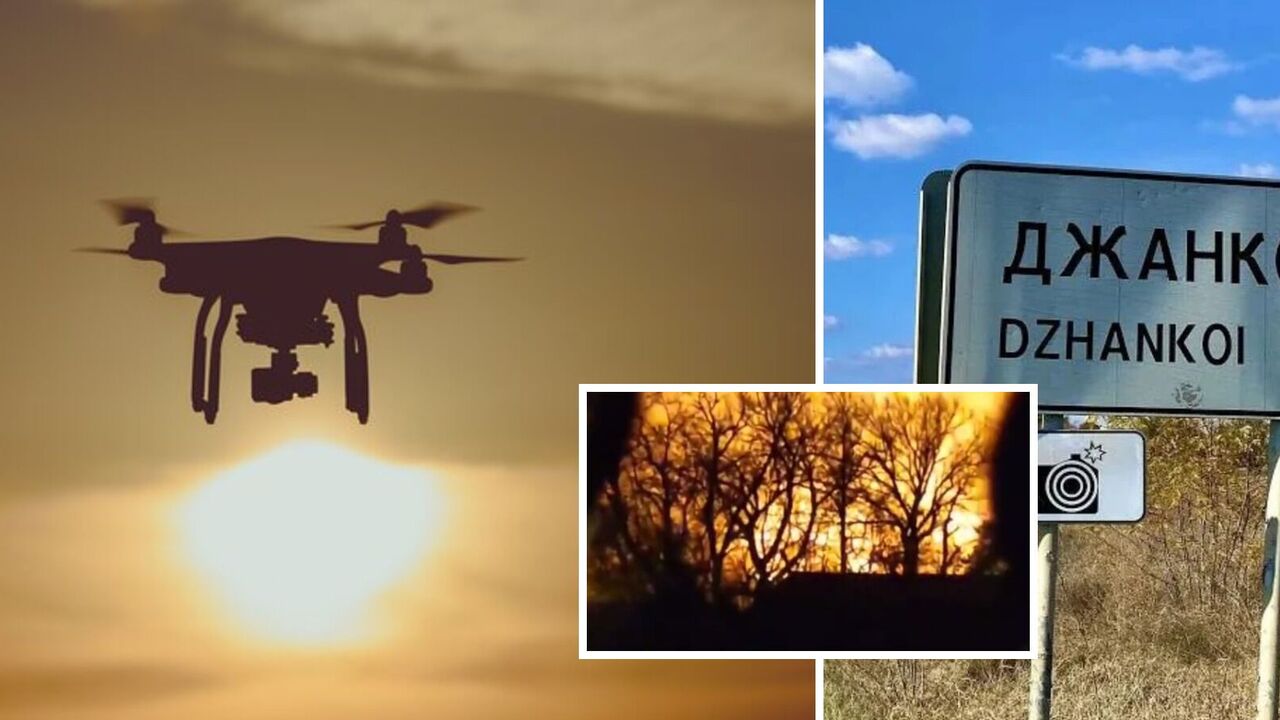 Pożar na dużą skalę wybuchł w Dżankoju po ataku UAV: ogień mógł pochłonąć okupacyjną jednostkę wojskową. Wideo