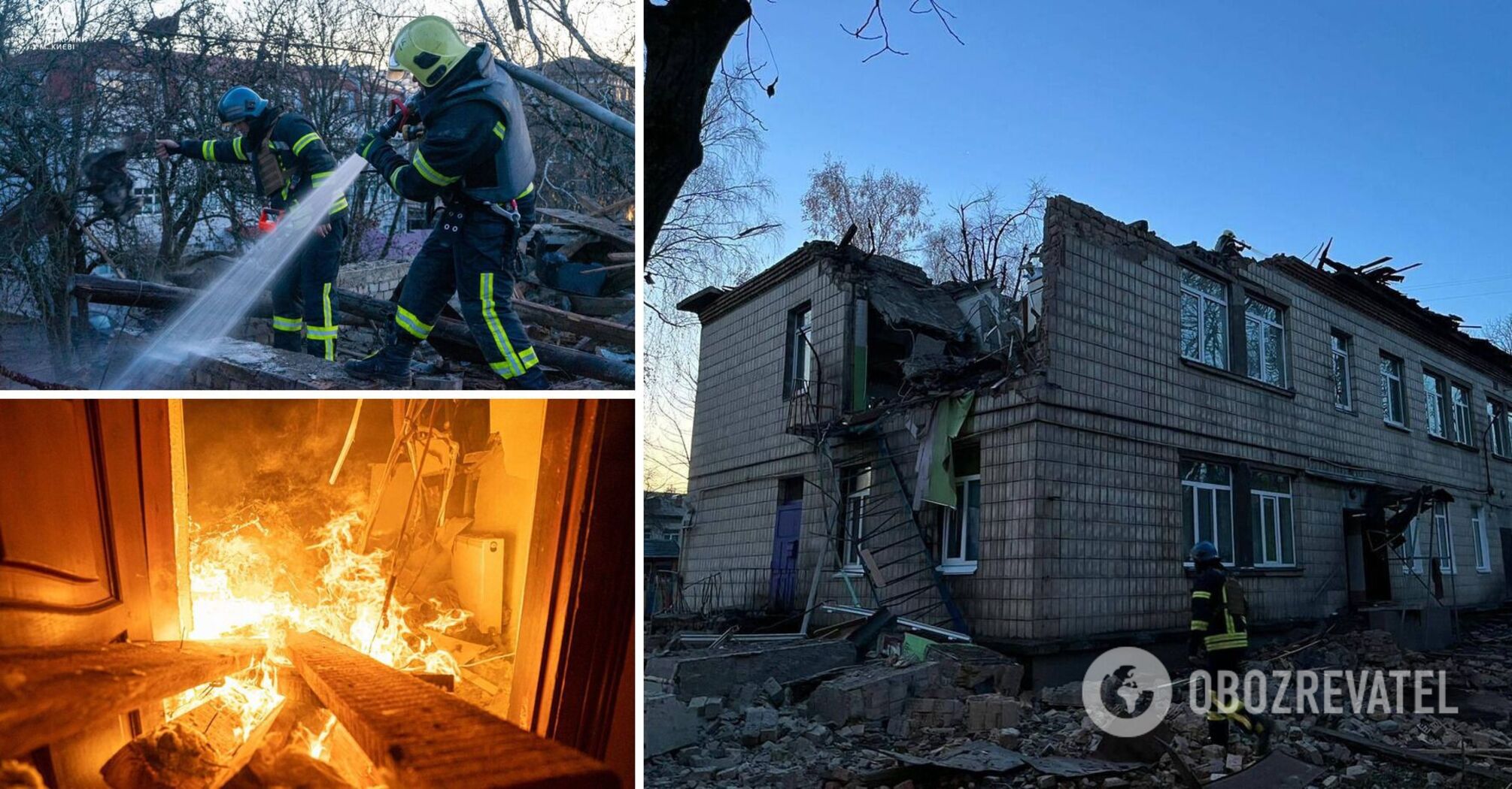 Kindergarten damaged and apartments' windows broken: Kyiv city RMA showed the consequences of drones' debris fall in the capital. Photos