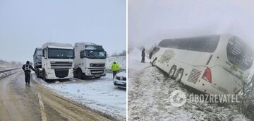 Prawie pięćdziesiąt wypadków w regionie Odessy w ciągu kilku godzin opadów śniegu: szczegóły