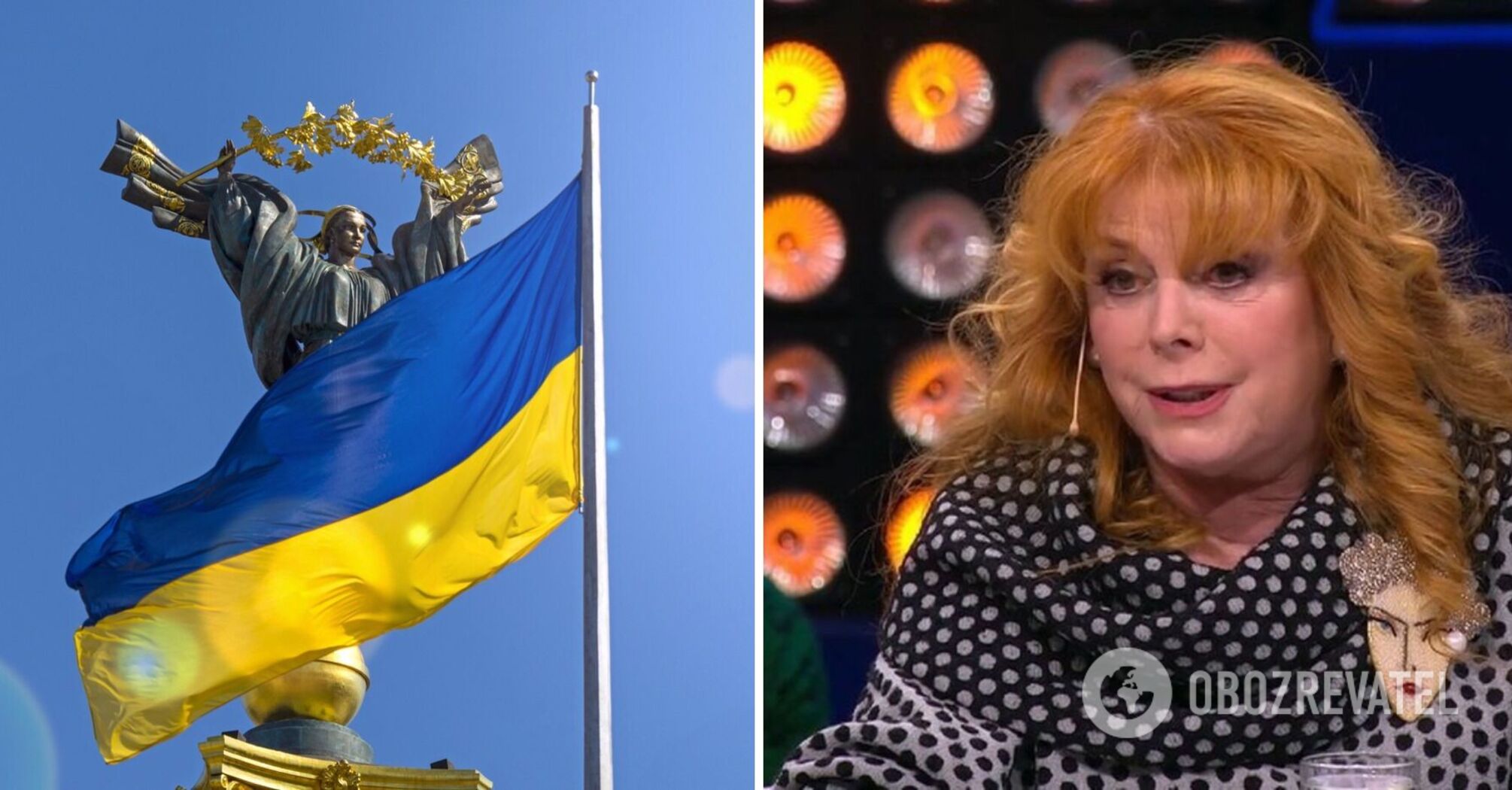 Russian comedian Klara Novikova performed in Moscow against the backdrop of the Ukrainian flag