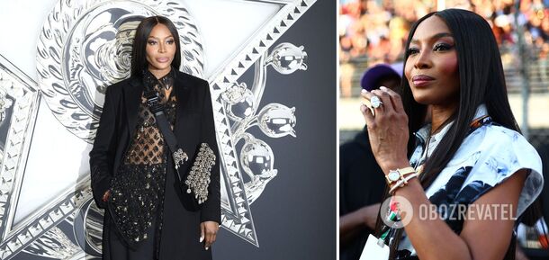 Naomi Campbell, 53, who became a mother for the second time in the summer, showed off her engagement ring with a huge diamond