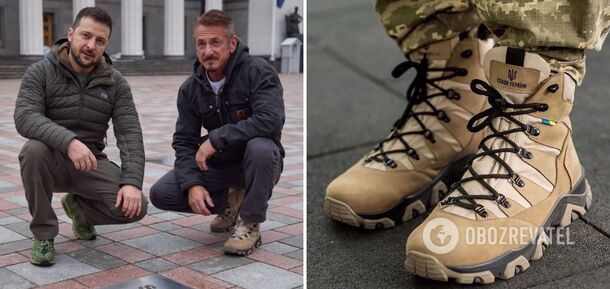 Sean Penn wears boots with the inscription 'Glory to Ukraine' during his third visit to Kyiv. Photo