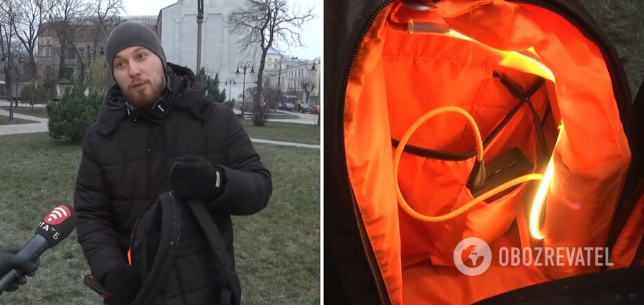 Student from Vinnytsia created a smart backpack that weighs things and sets off an alarm if someone tries to steal them. Video