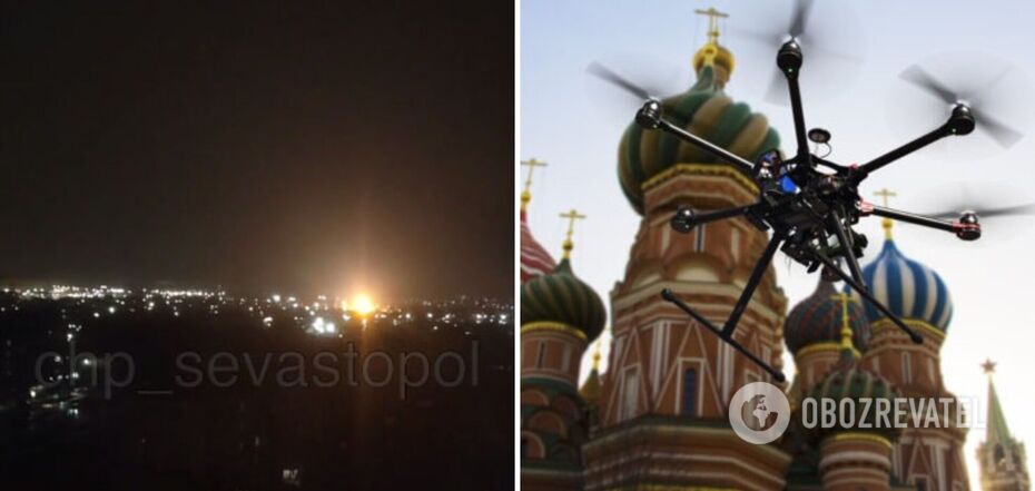 Rosja skarży się na atak drona 'lecącego w kierunku Moskwy', a na okupowanym Krymie widać tajemnicze błyski. Wideo