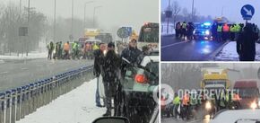 Ukrainian drivers blocked roads in Poland in protest against border ban. Photo and video