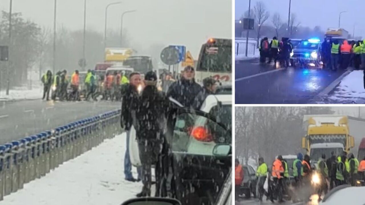 Ukrainian drivers blocked roads in Poland in protest against border ban. Photo and video