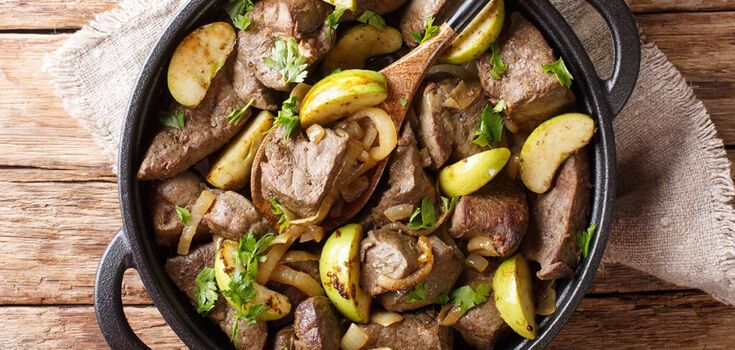 Berlin-style liver with apples: it turns out to be very soft and not bitter