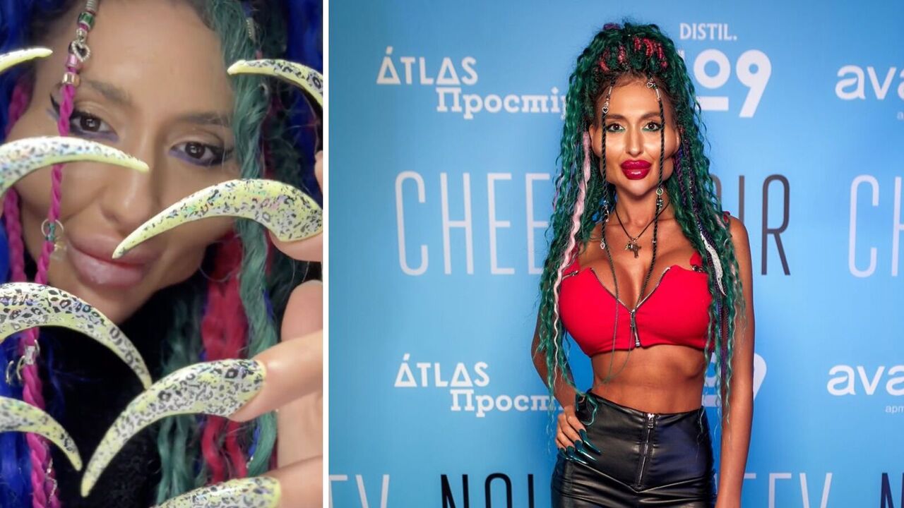 "Like the nails of a beast! How do you wash?" Ukrainian woman with the largest cheekbones in the world scared with her claws