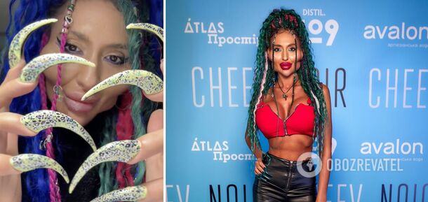 'Like the nails of a beast! How do you wash?' Ukrainian woman with the largest cheekbones in the world scared with her claws