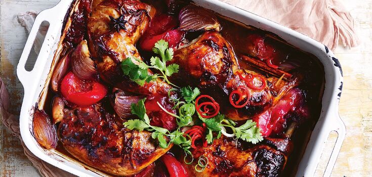 Juicy chicken drumsticks with plums: just melt in your mouth