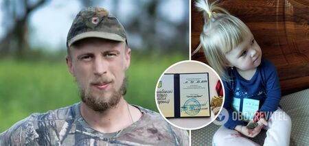 Młoda córka ochotnika z Białorusi, który zginął na Ukrainie, otrzymała od Załużnego Krzyż Walecznych. Zdjęcie