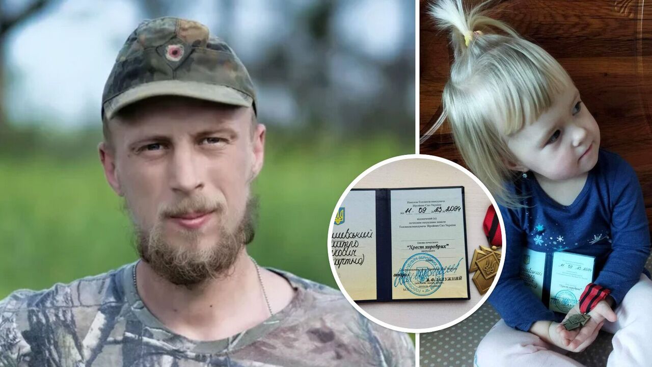 Młoda córka ochotnika z Białorusi, który zginął na Ukrainie, otrzymała od Załużnego Krzyż Walecznych. Zdjęcie