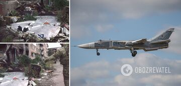 Occupier showed wreckage of downed Russian Su-24M jet that fell on a house in Soledar. Video