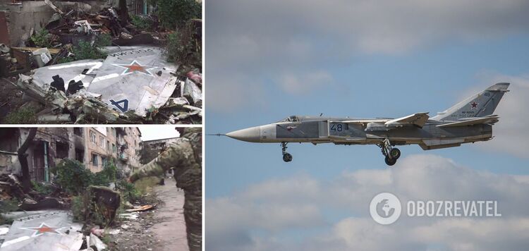 Okupant pokazał wrak zestrzelonego rosyjskiego Su-24M, który spadł na dom w Sołedarze. Wideo