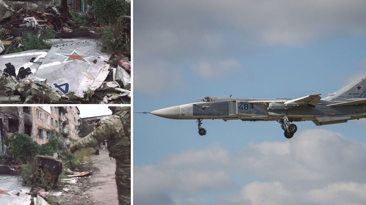 Occupier showed wreckage of downed Russian Su-24M jet that fell on a house in Soledar. Video