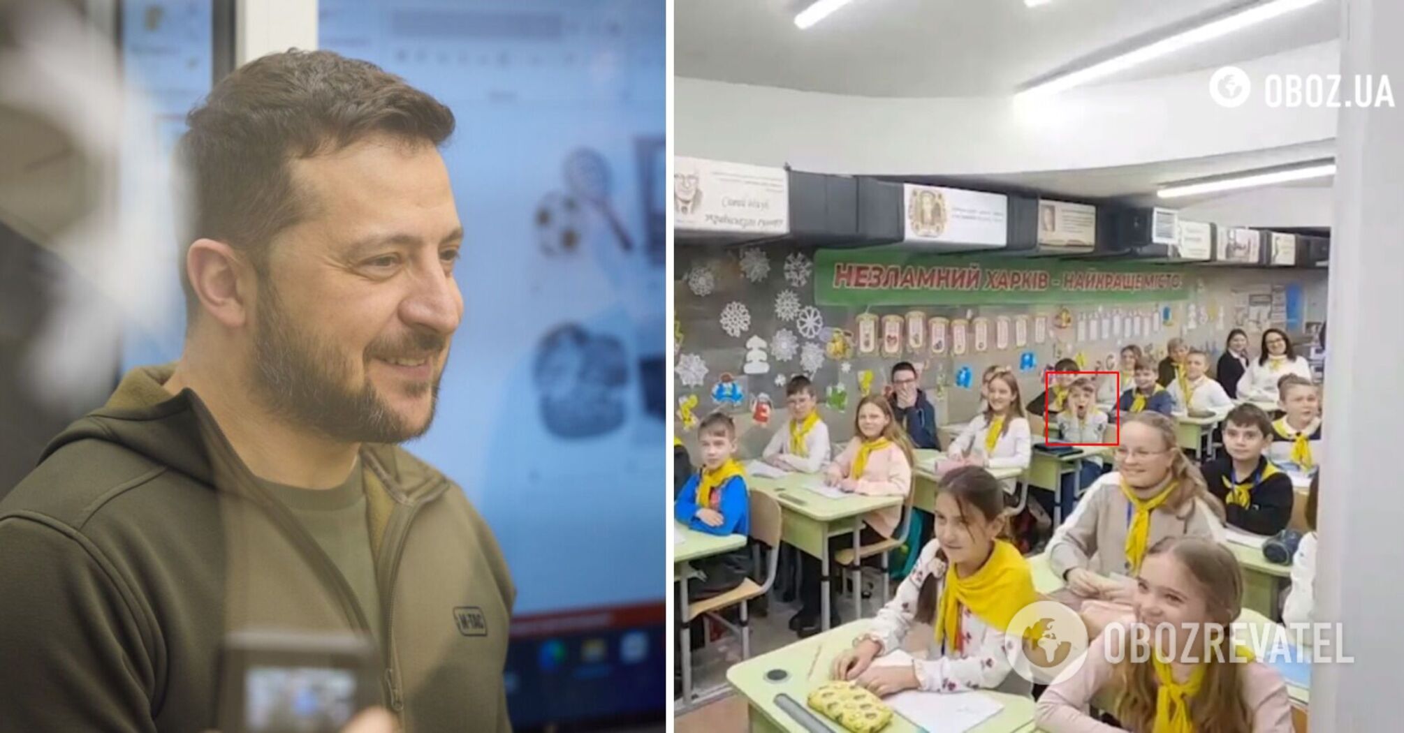 Chłopiec miał zabawną reakcję, gdy Wołodymyr Zełenski wszedł do klasy