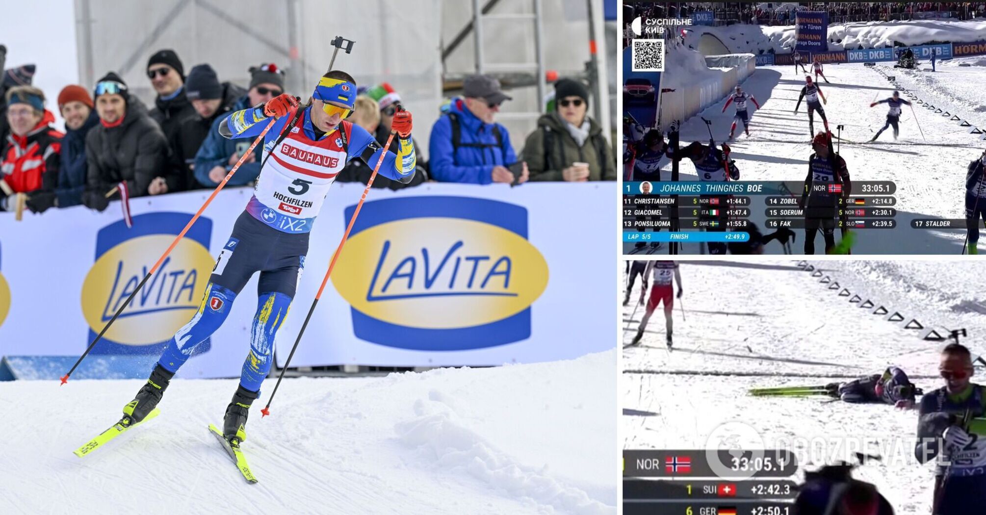 The leader of the Ukrainian national team fell down, writhing in pain, after finishing at the Biathlon World Cup. Video.