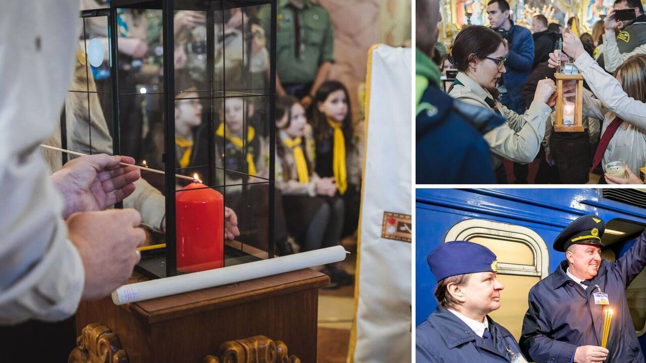 Betlejemskie Światło Pokoju dotarło na Ukrainę: zostało przekazane wojskowym i wolontariuszom w Kijowie. Zdjęcie.