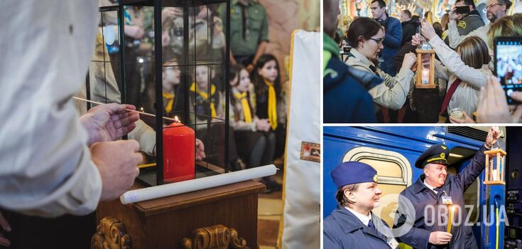 Betlejemskie Światło Pokoju dotarło na Ukrainę: zostało przekazane wojskowym i wolontariuszom w Kijowie. Zdjęcie.