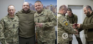 Załużny i Umerow wręczyli nagrody żołnierzom Sił Zbrojnych Ukrainy. Zdjęcie.