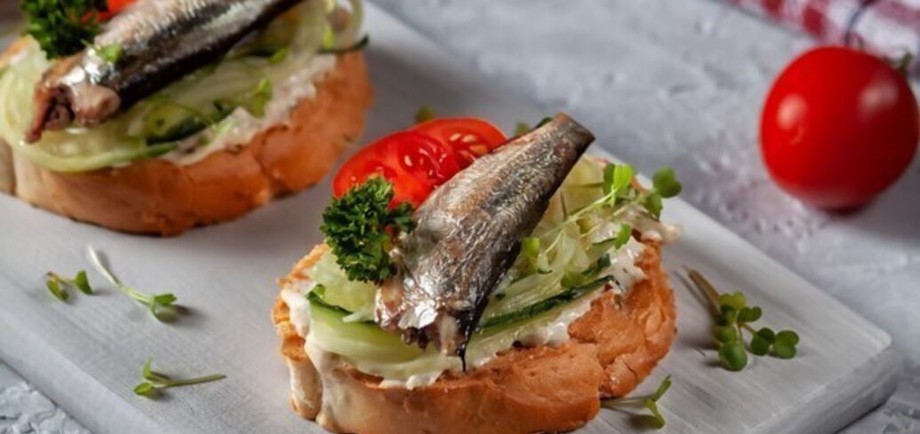 Delicious sandwiches with sprats