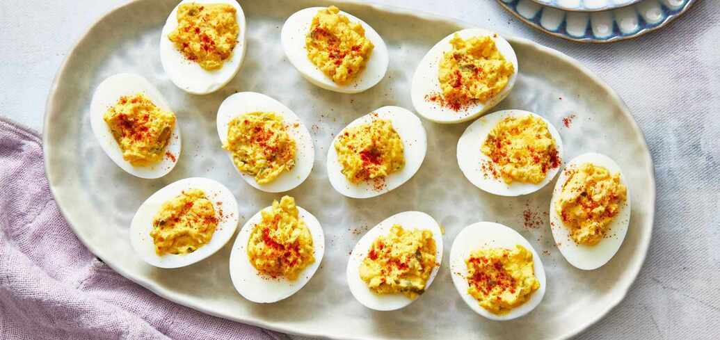 Delicious stuffed eggs for the festive table