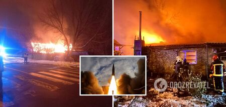 Rosyjskie wojska zaatakowały Kijów rakietami: aktywowano obronę przeciwlotniczą, a domy zapaliły się od spadających odłamków. Zdjęcie