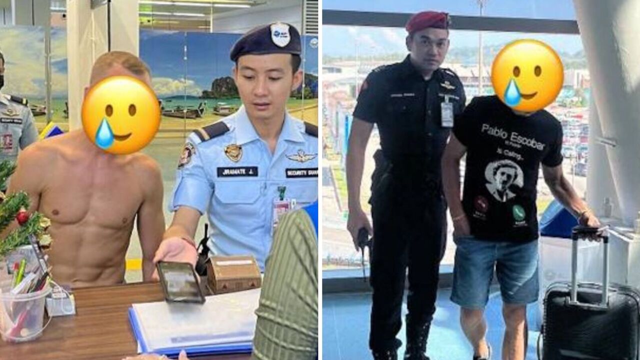 Bosy Rosjanin z nagim torsem wywołał poruszenie na lotnisku w Phuket: turyści wezwali policję