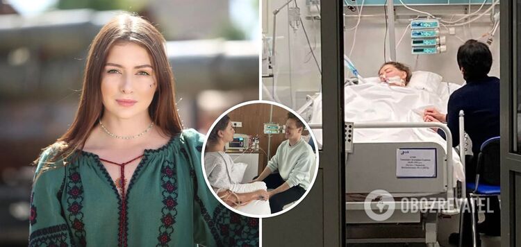 Kateryna Tyszkewycz siada po raz pierwszy po 10 dniach na oddziale intensywnej terapii. Zdjęcie