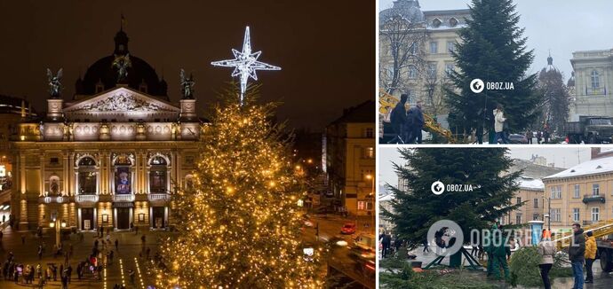 A Christmas tree installed in Lviv: the city is actively preparing for the celebration. Photo report
