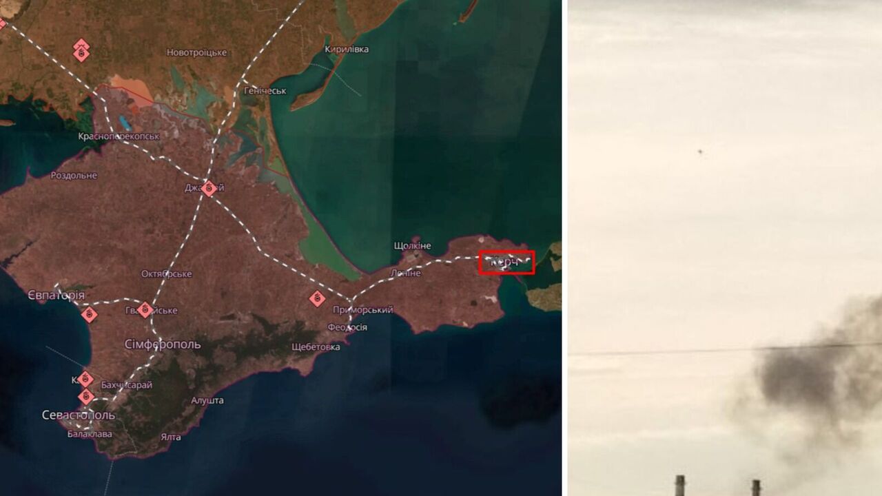 A series of explosions occurred in occupied Kerch, and smoke rose. Photo